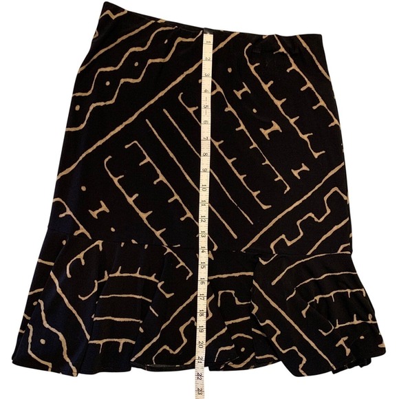 Chaps Dresses & Skirts - Chaps Boho Skirt‎ Small Black Beige Print Ruffle Hem Knee Length